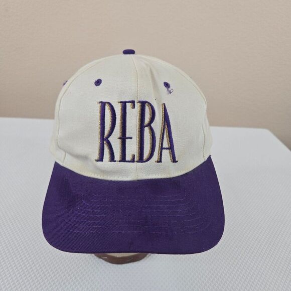 Vintage 90s Reba Embroidered Cap Hat White Purple Snapback Hat Read My Mind main image 7